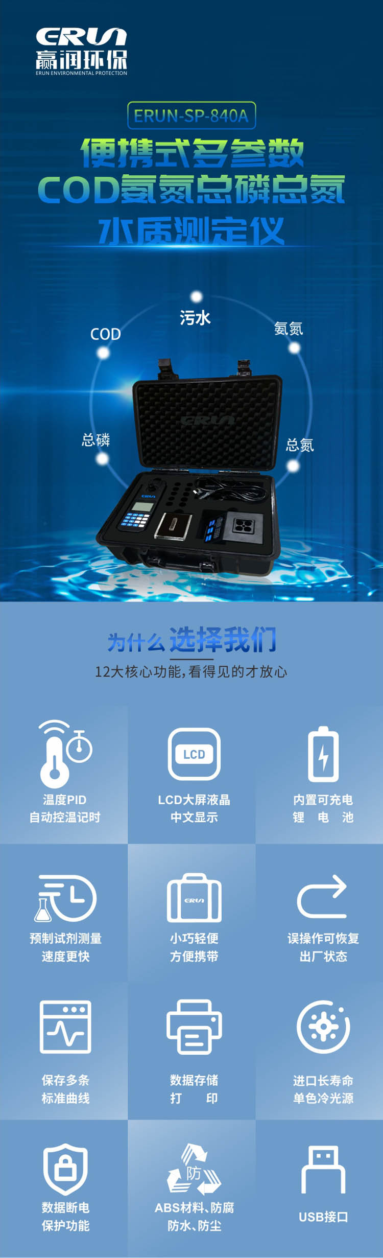 便攜式多參數(shù)COD、氨氮、總磷、總氮水質(zhì)測定儀